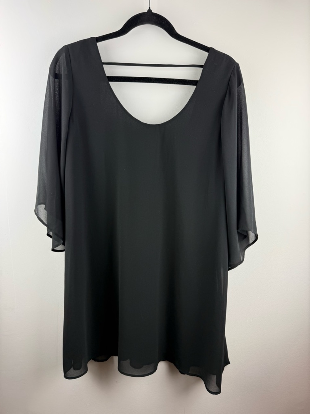 Show Me Your Mumu Black Peta Mini Dress Boho Sheer Bell Sleeve M